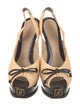 Fendi Zucca FF Logo Straw Slingback Pumps