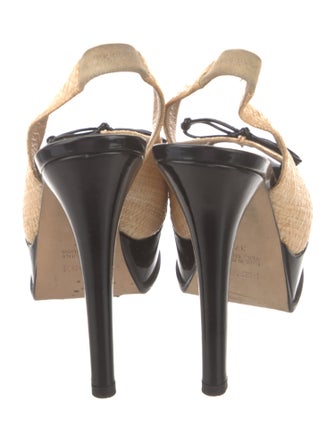 Fendi Zucca FF Logo Straw Slingback Pumps