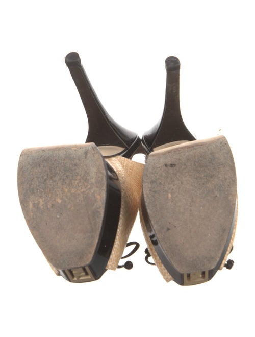 Fendi Zucca FF Logo Straw Slingback Pumps