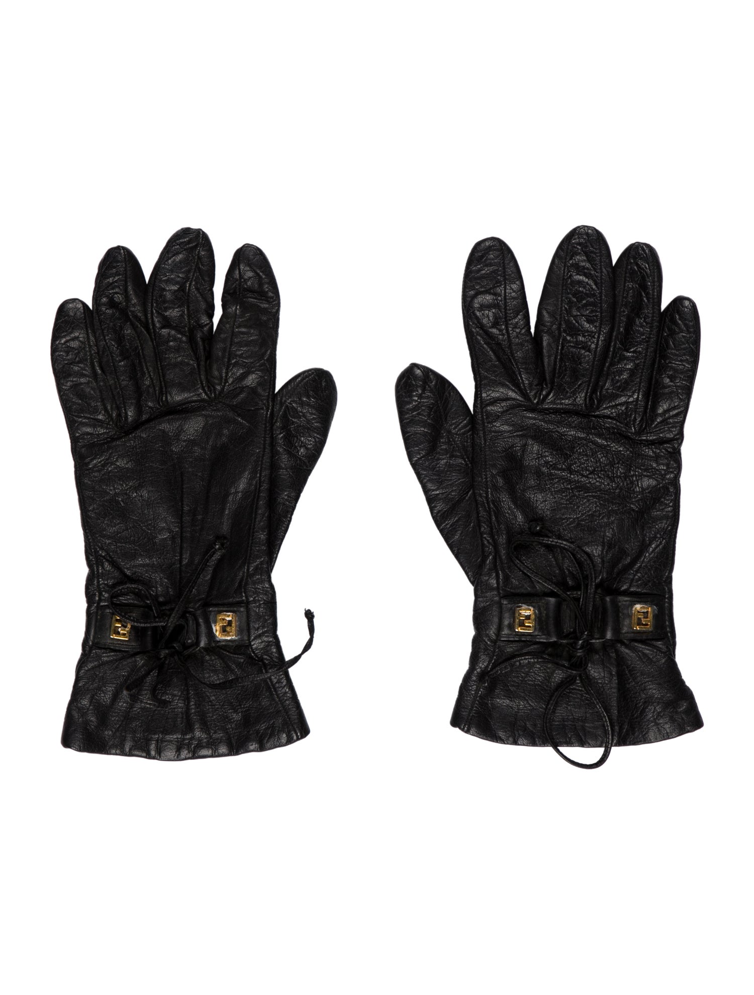 Fendi Leather Logo Gloves