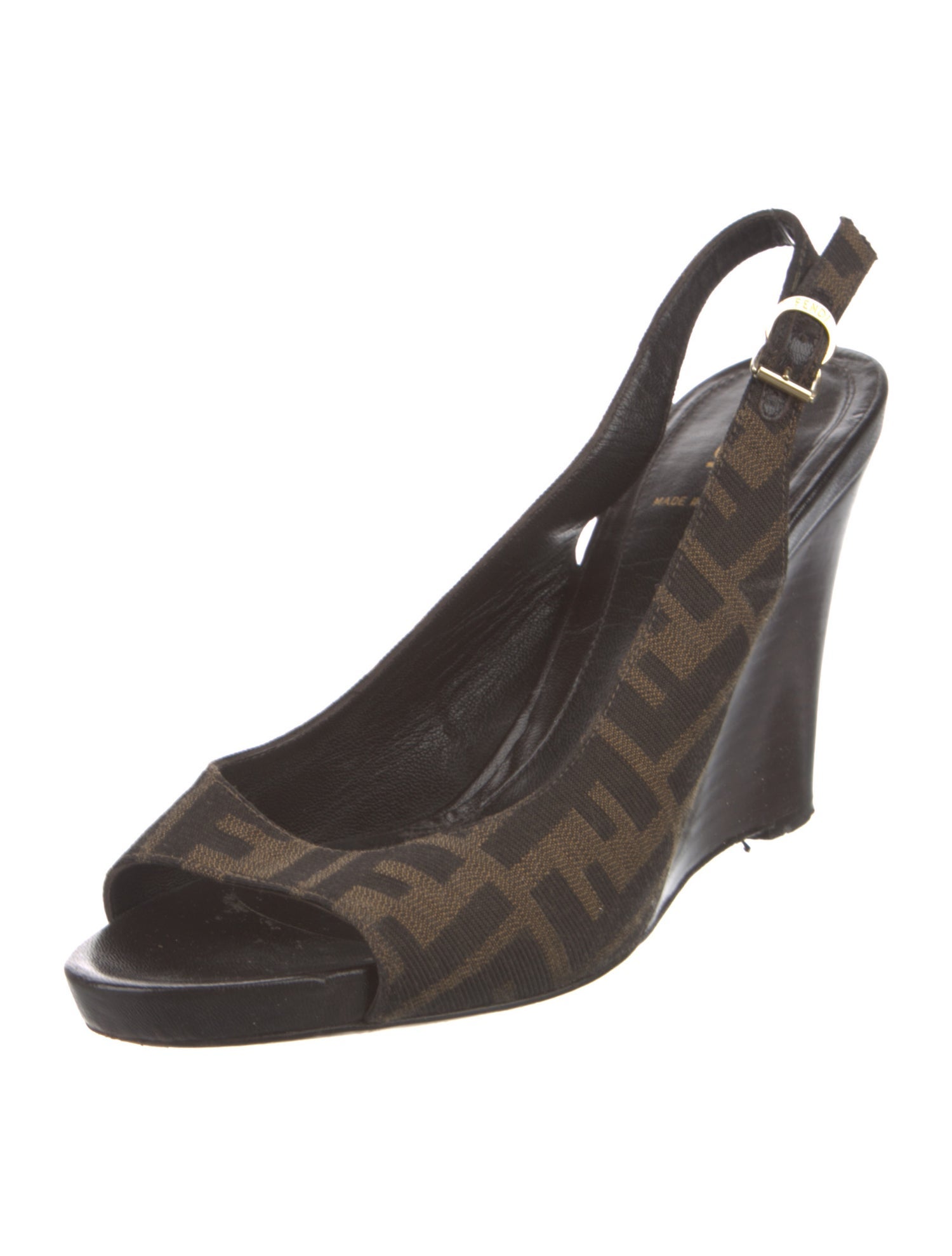 Fendi Zucca FF Logo Canvas Slingback Pumps