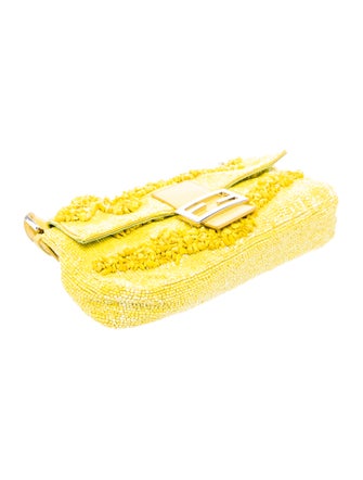 Fendi Rolling Stone Vitello Seta Bead Embroidered Baguette