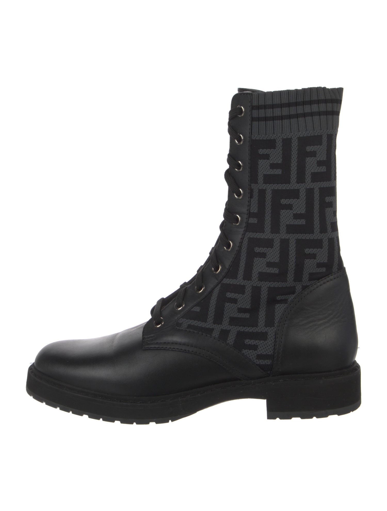 Fendi Zucca FF Logo Printed Combat Boots