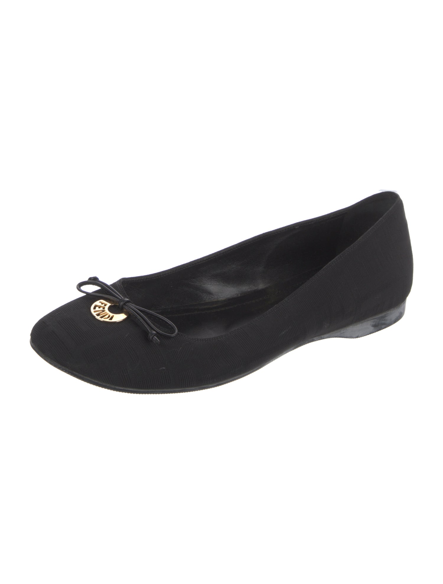 Fendi Zucca FF Logo Bow Accents Ballet Flats