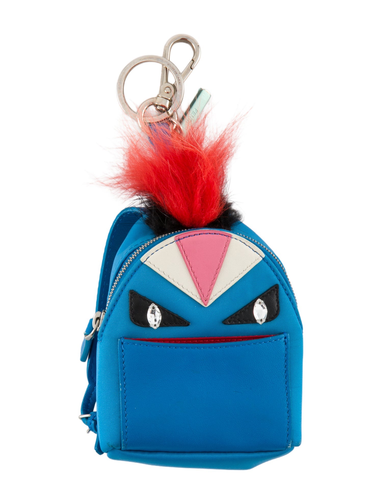Fendi Fur-Trimmed Monster Eyes Backpack Bag Charm