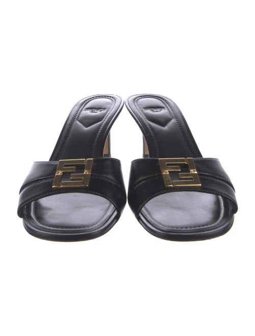 Fendi Zucchino FF Logo Leather Slides