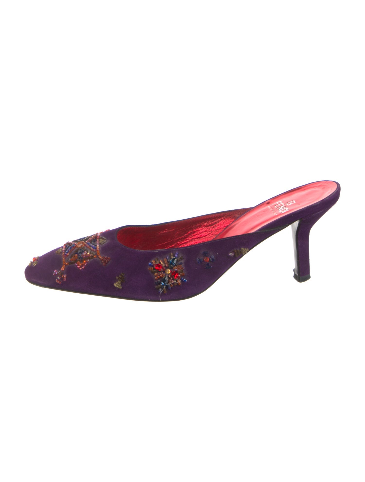 Fendi Zucca FF Logo Satin Mules