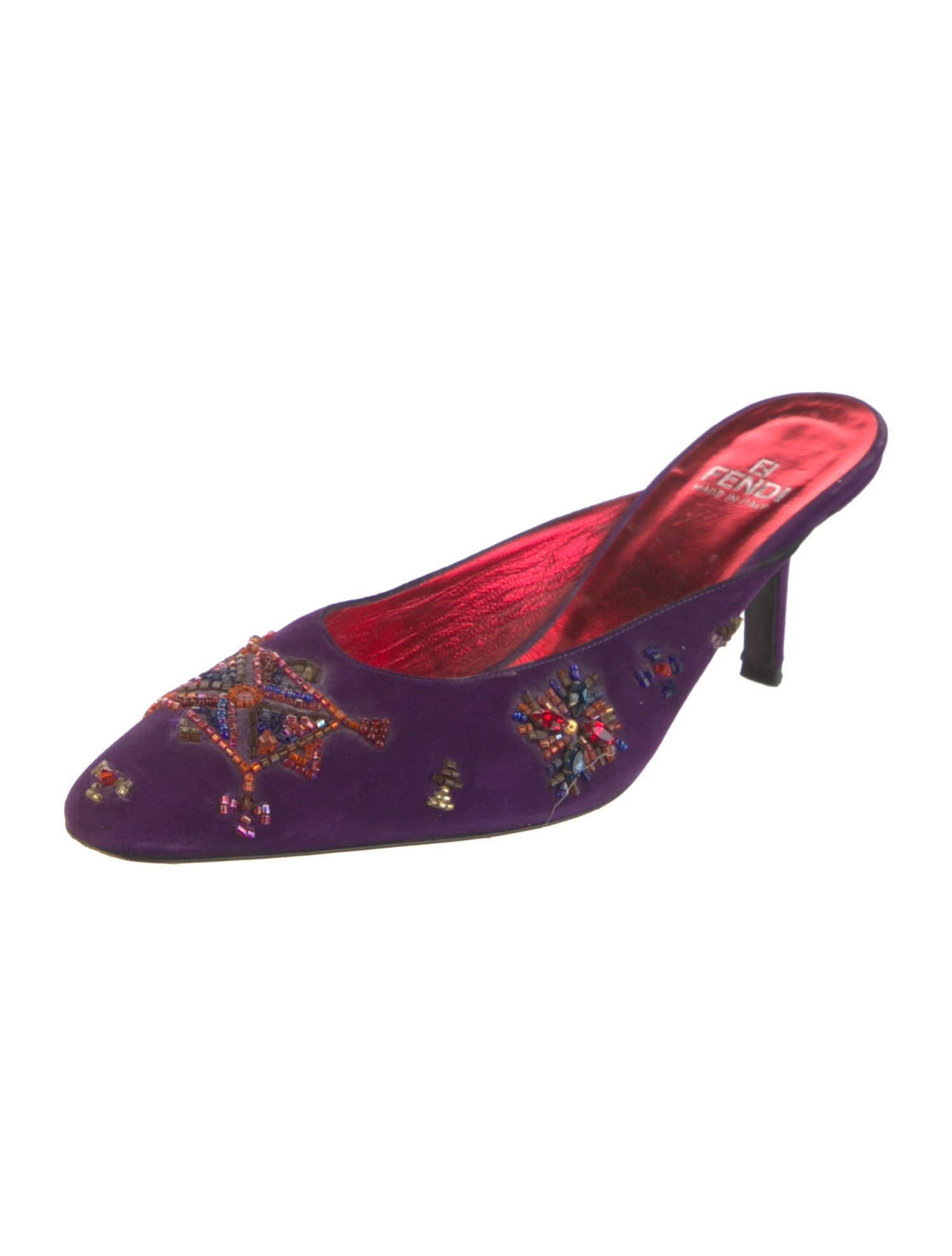 Fendi Zucca FF Logo Satin Mules