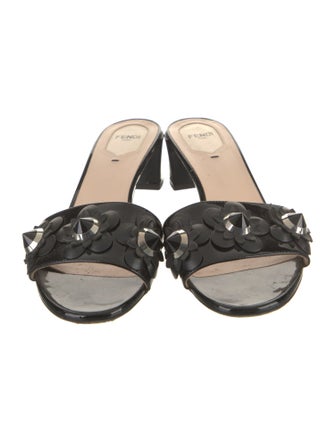 Fendi Patent Leather Studded Accents Slides