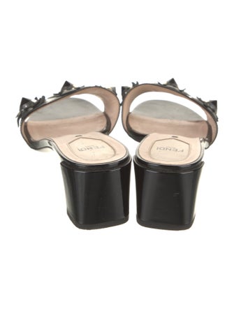Fendi Patent Leather Studded Accents Slides