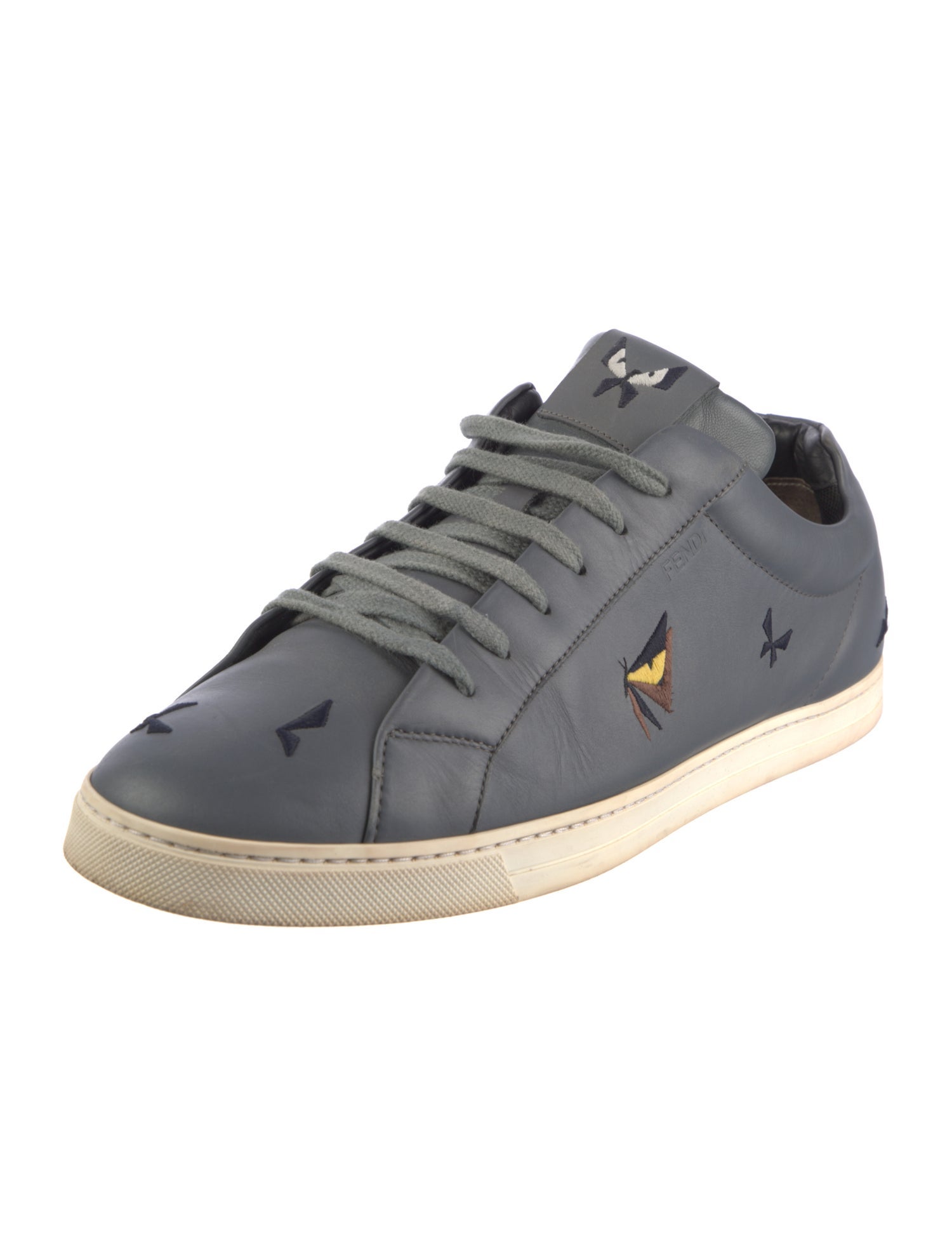 Fendi Monsters Motif Leather Sneakers