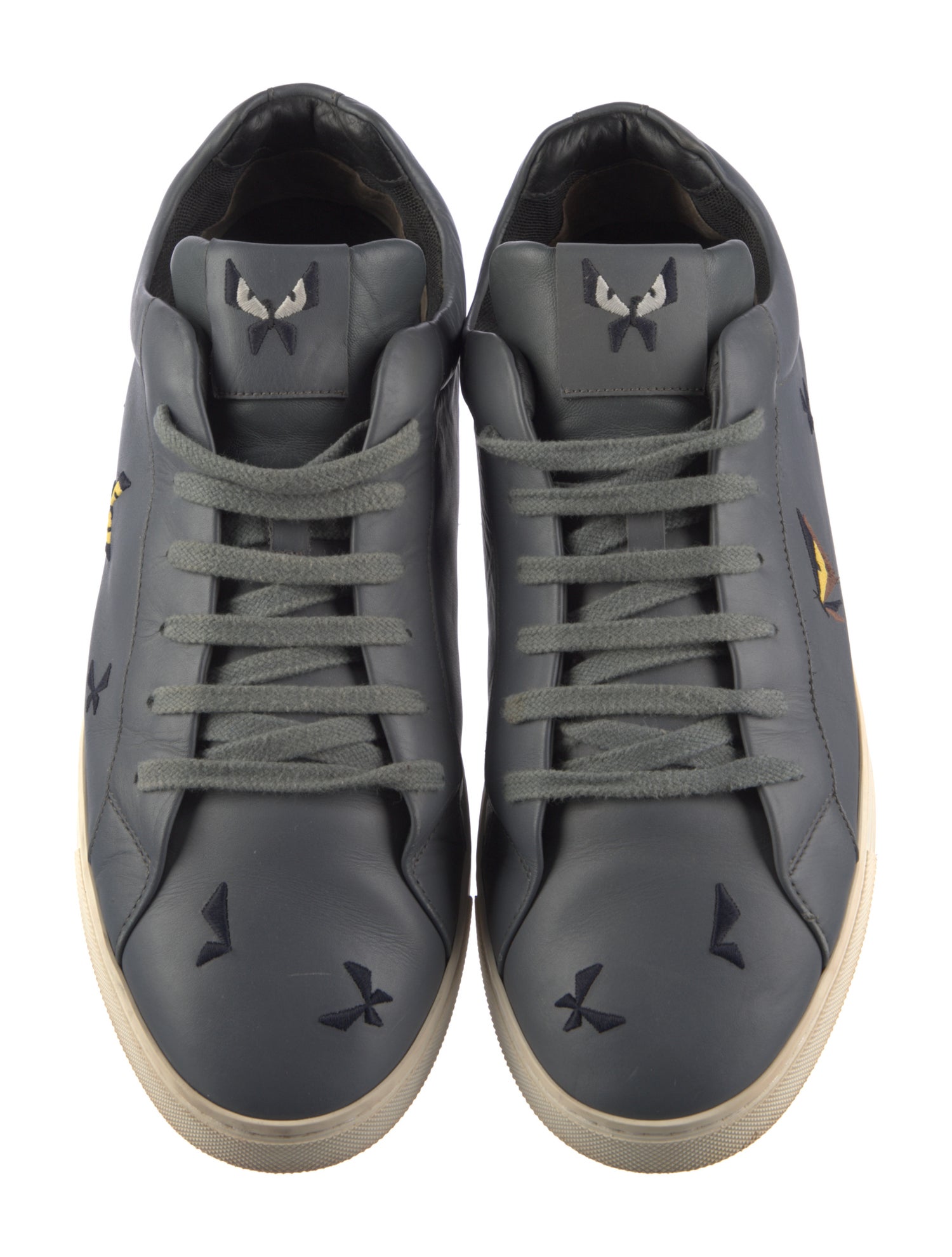 Fendi Monsters Motif Leather Sneakers