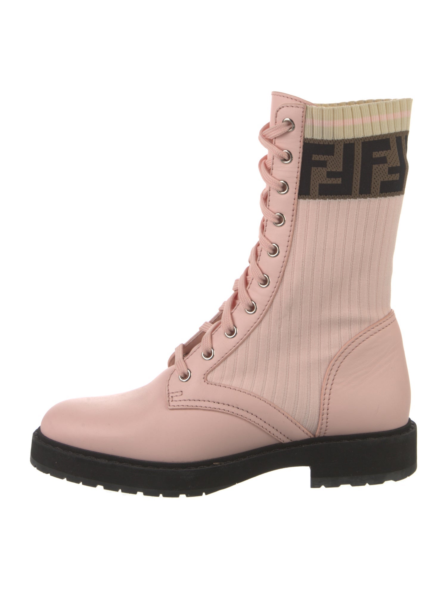 Fendi Zucca FF Logo Leather Sock Boots