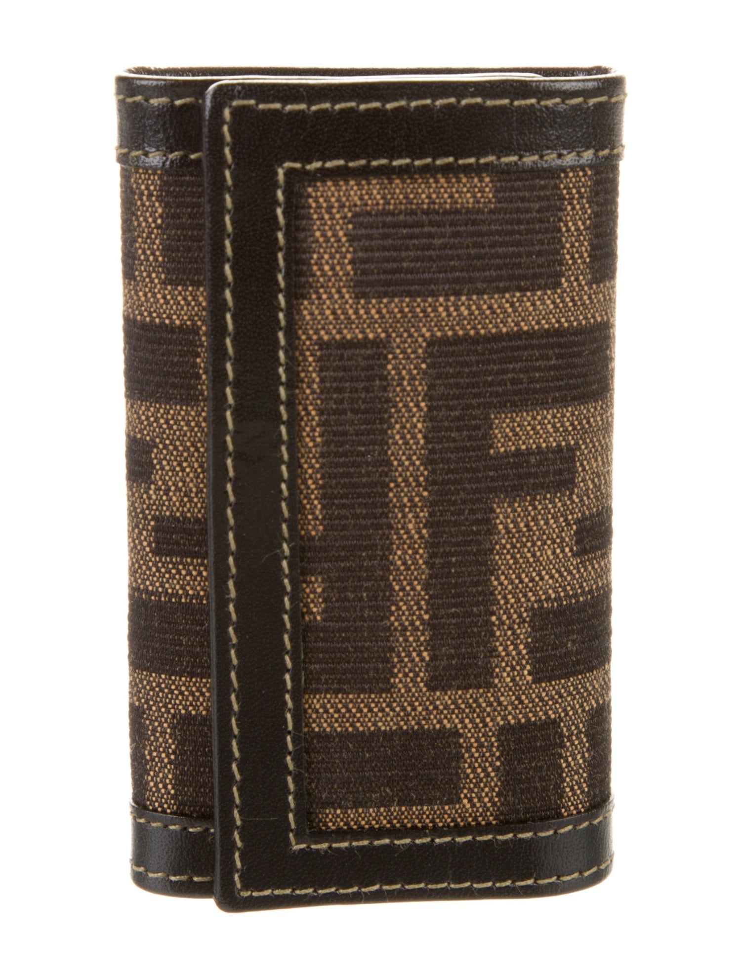 Fendi Zucca FF Leather Trimmed 6 Ring Key Holder