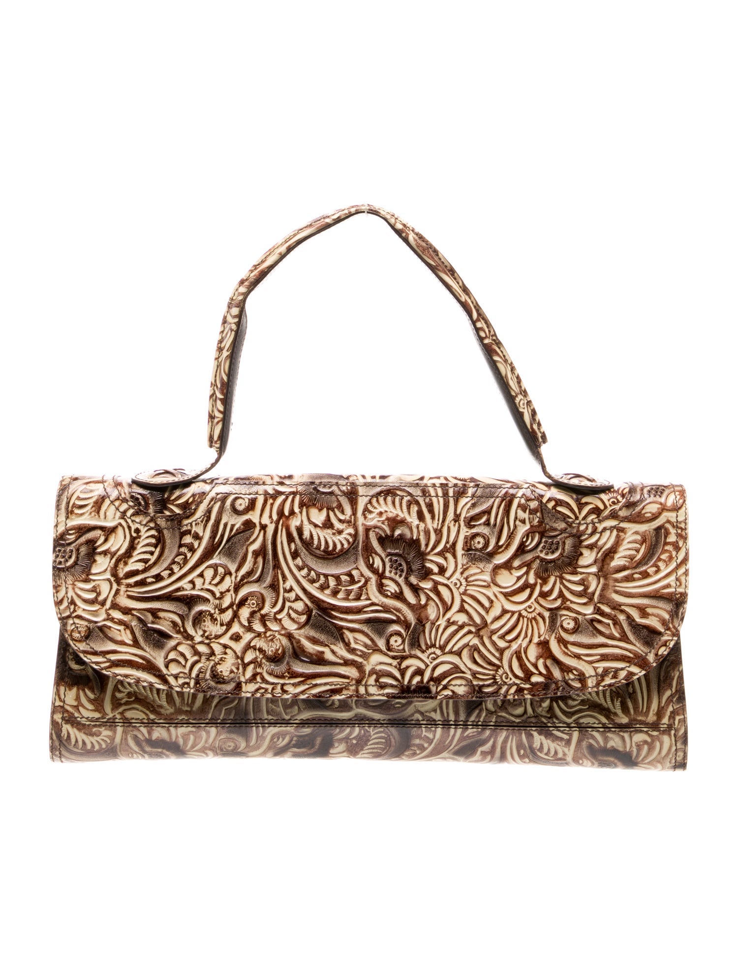 Fendi Embossed Leather Shoulder Bag Vintage