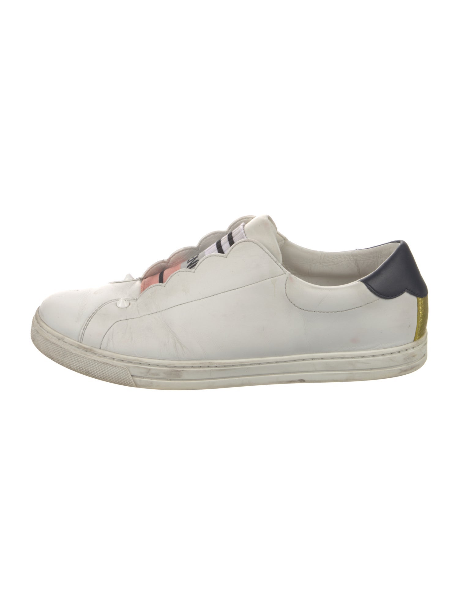 Fendi Leather Scalloped Accent Sneakers