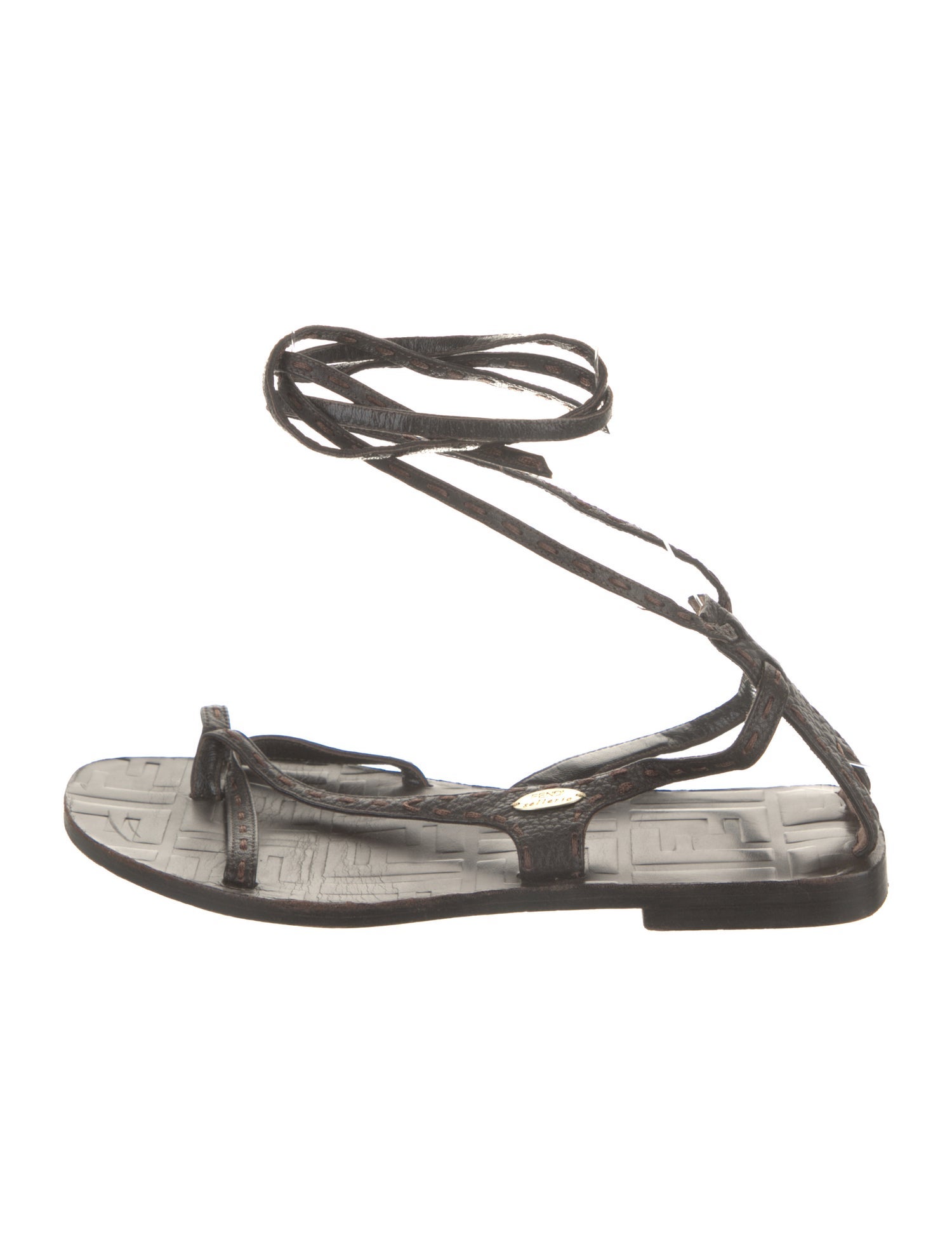 Fendi Zucca FF Logo Leather Gladiator Sandals
