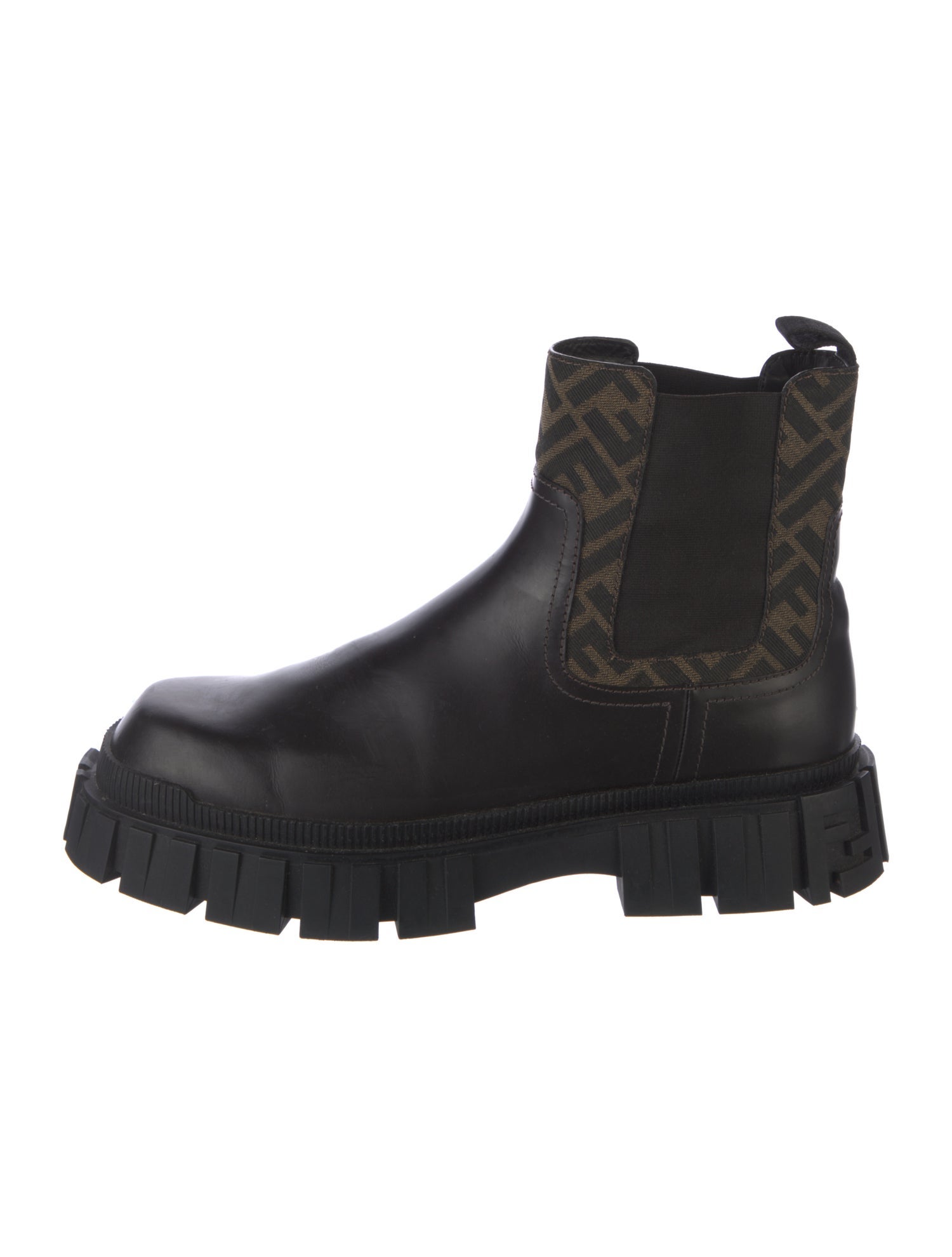 Fendi Zucca FF Logo Leather Chelsea Boots