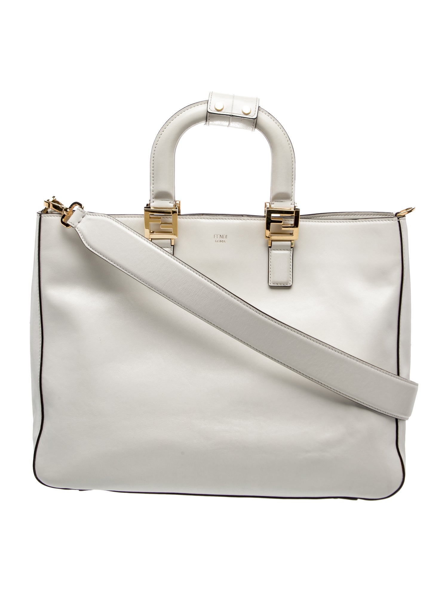 Fendi Leather Glacier FF Tote Medium