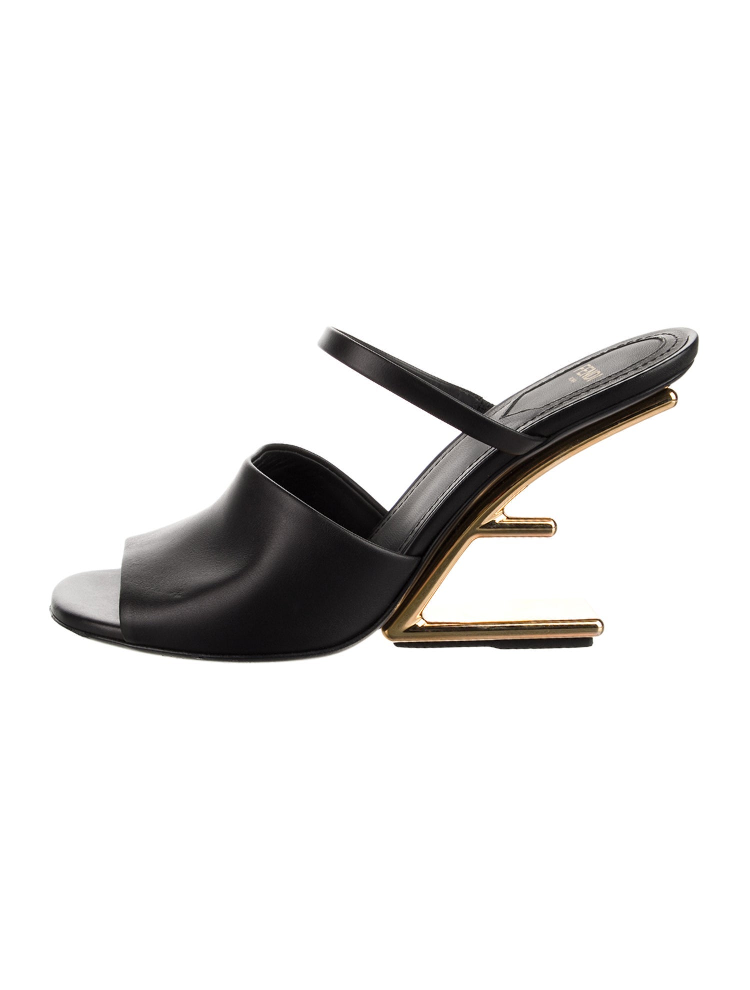 Fendi Zucca FF Logo Leather Slides