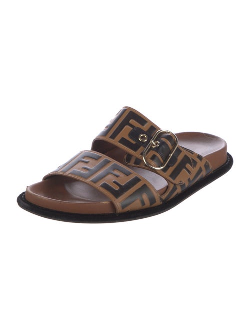 Fendi Zucca FF Logo Leather Slides