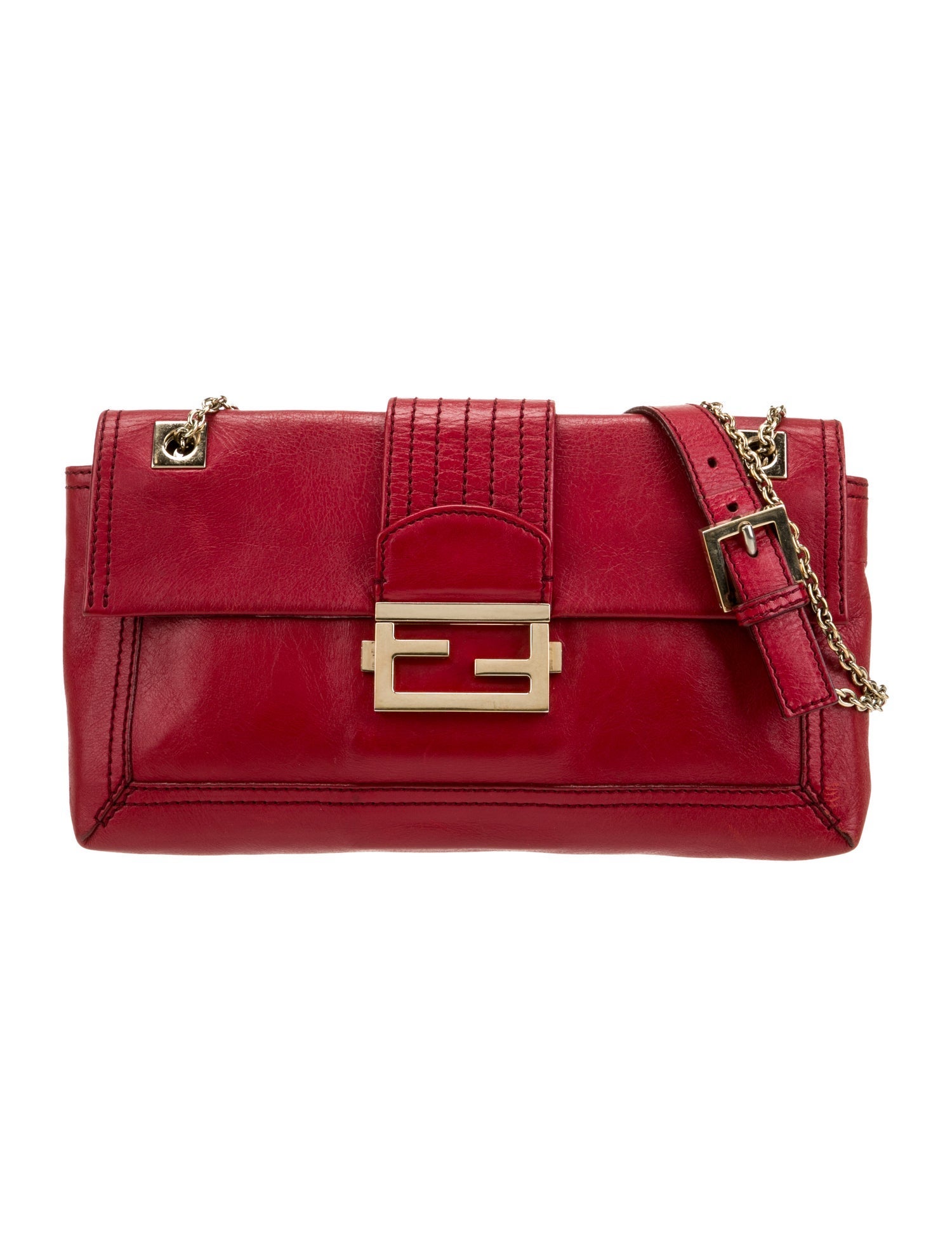 Fendi Leather Baguette Chain Flap Vintage
