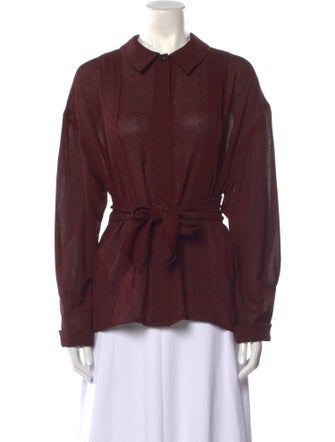 Fendi Printed Long Sleeve Button-Up Top