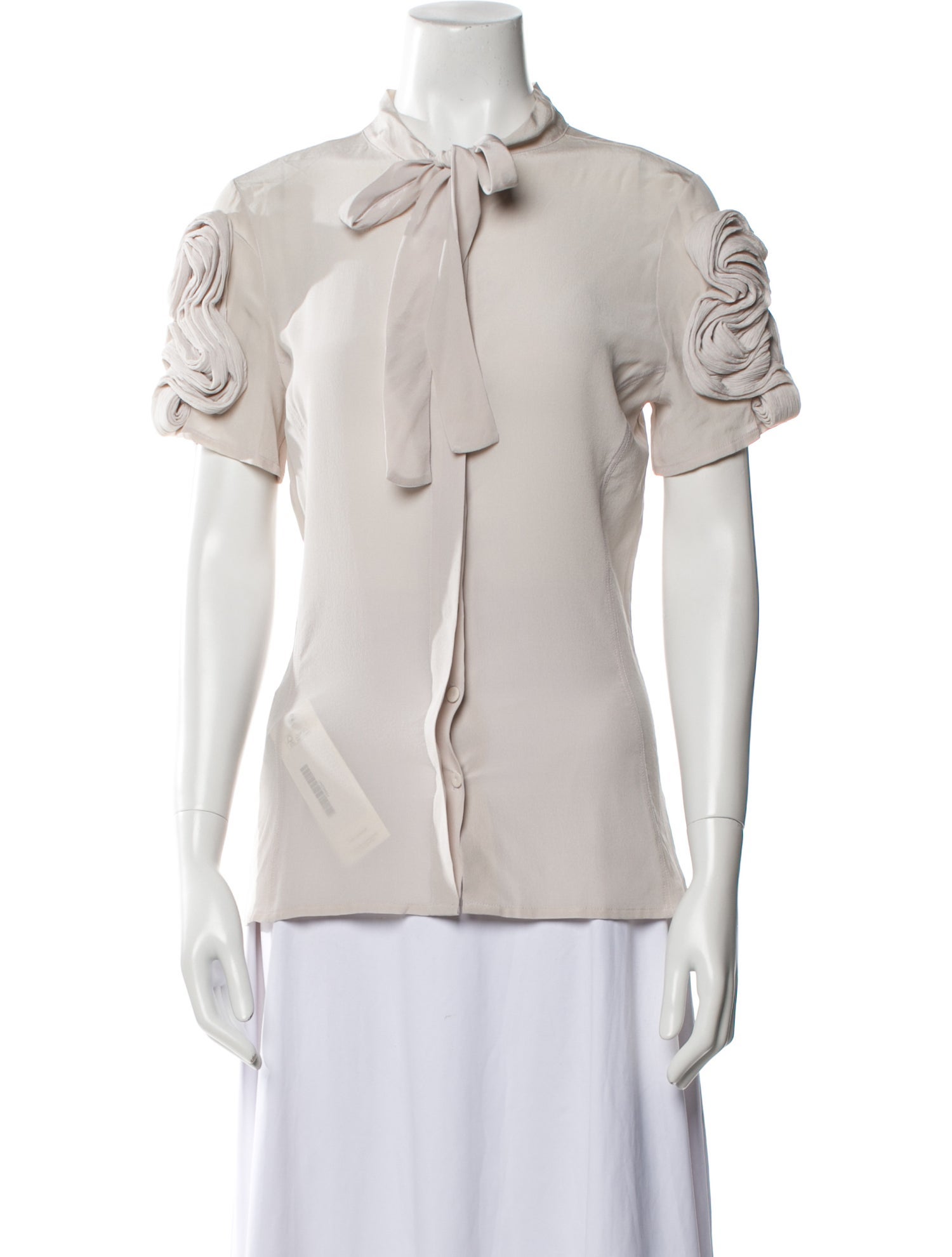 Fendi Tie Neck Short Sleeve Blouse