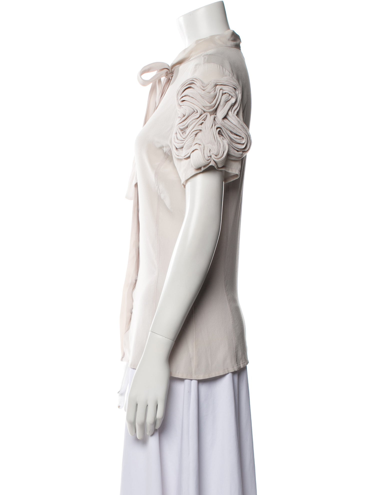 Fendi Tie Neck Short Sleeve Blouse