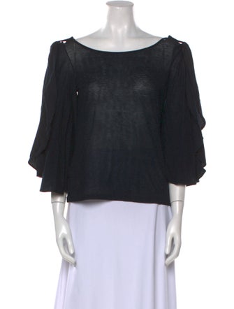Fendi Bateau Neckline Three-Quarter Sleeve Blouse