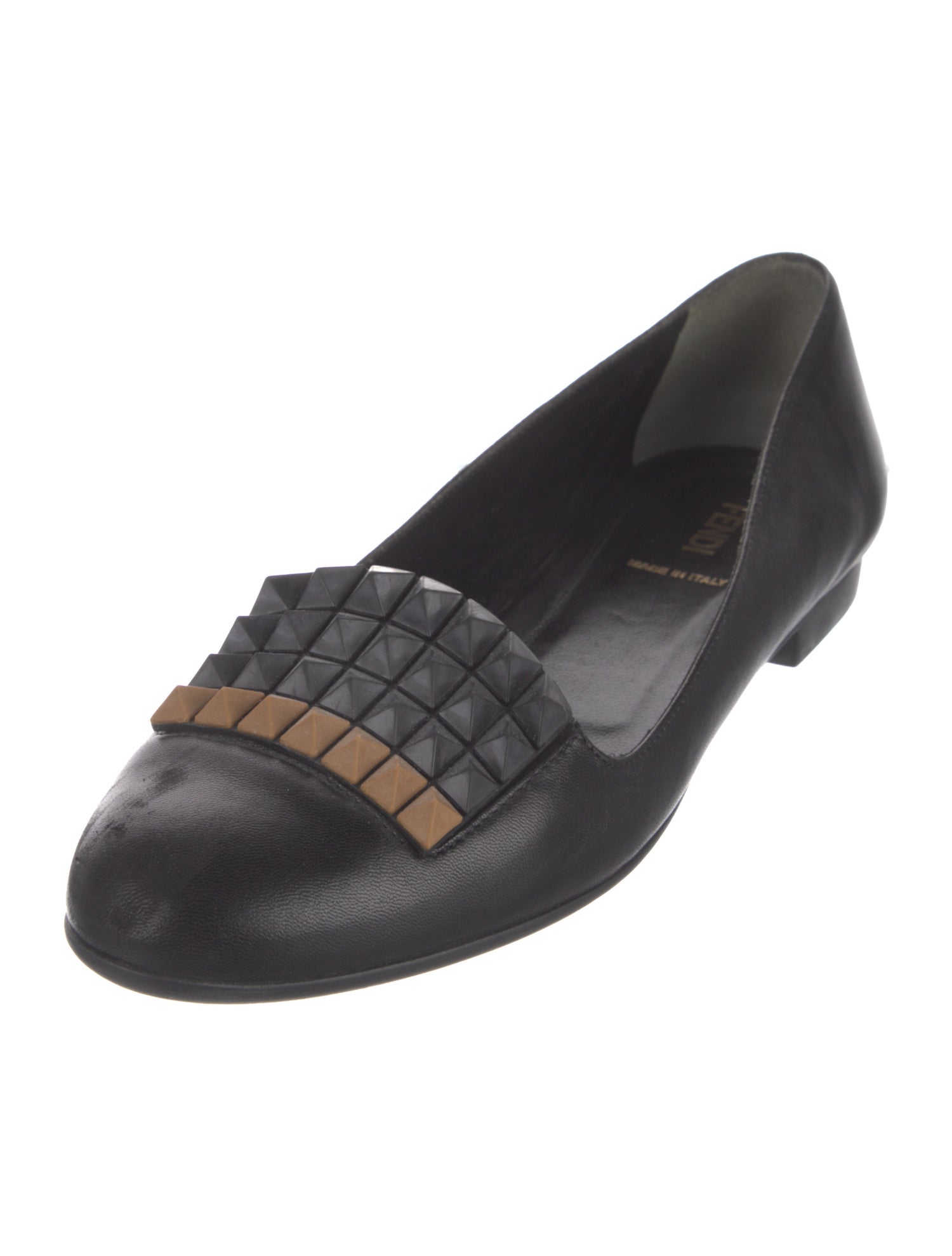 Fendi Leather Studded Accents Flats