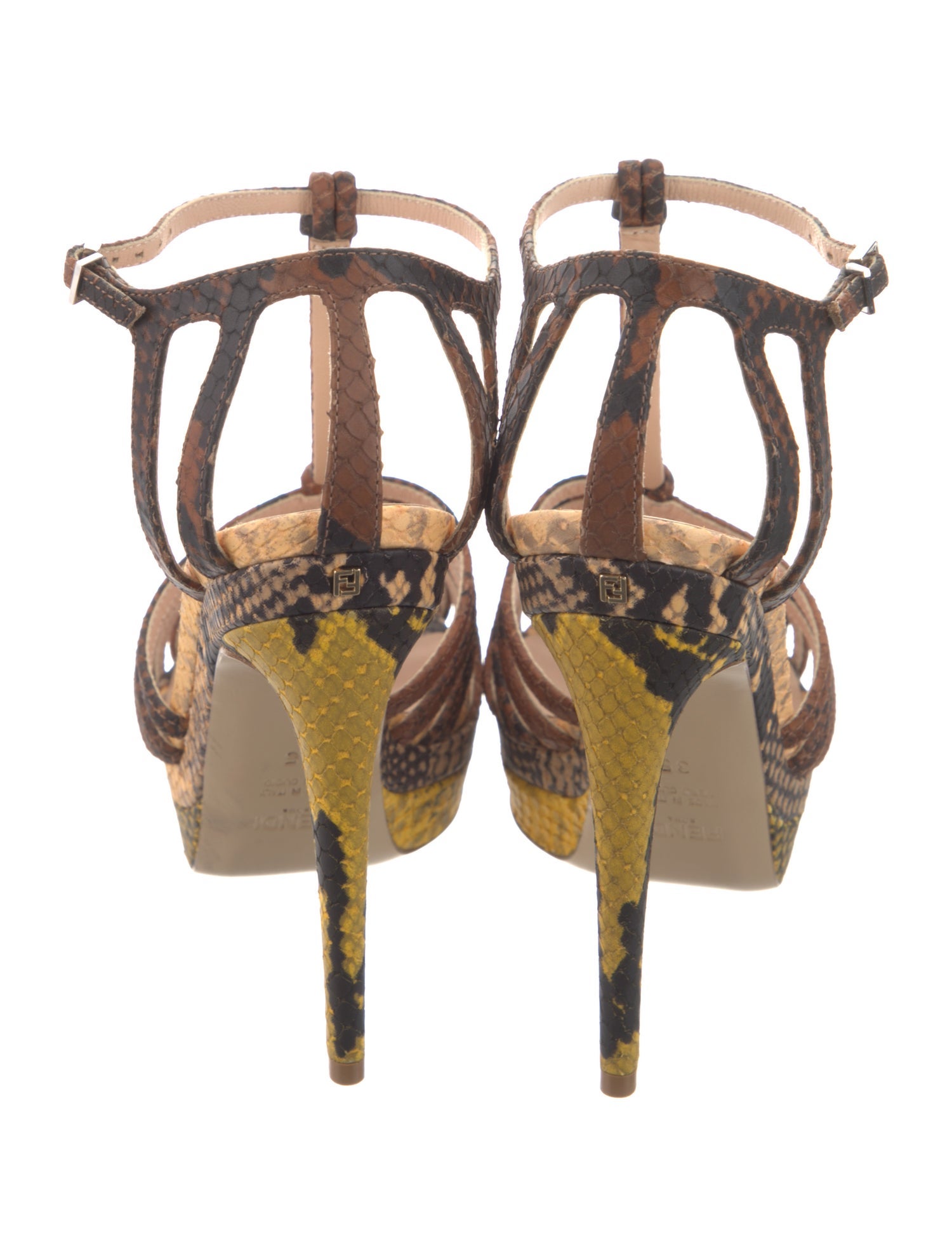 Fendi Leather Animal Print T-Strap Pumps