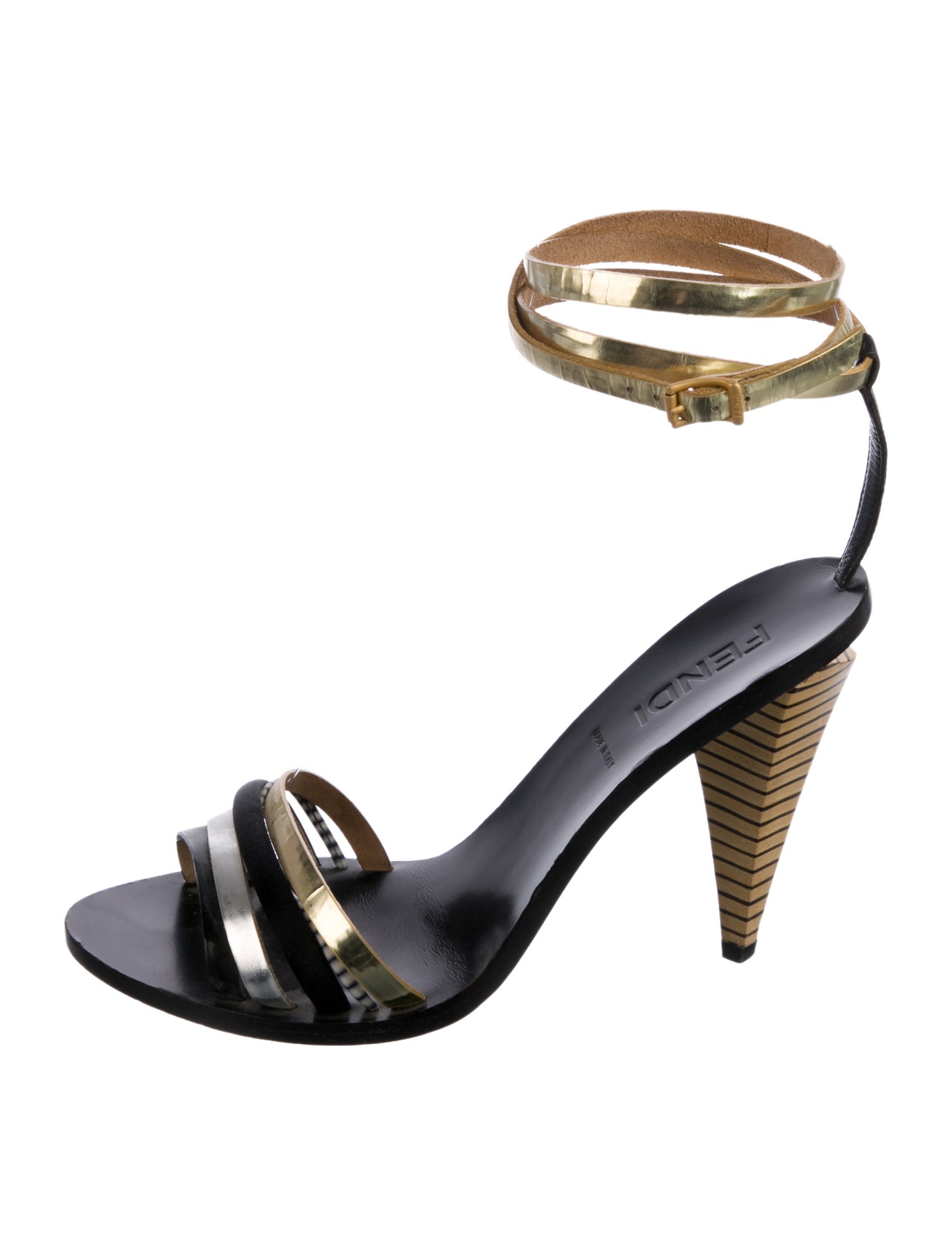 Fendi Leather Printed Sandals