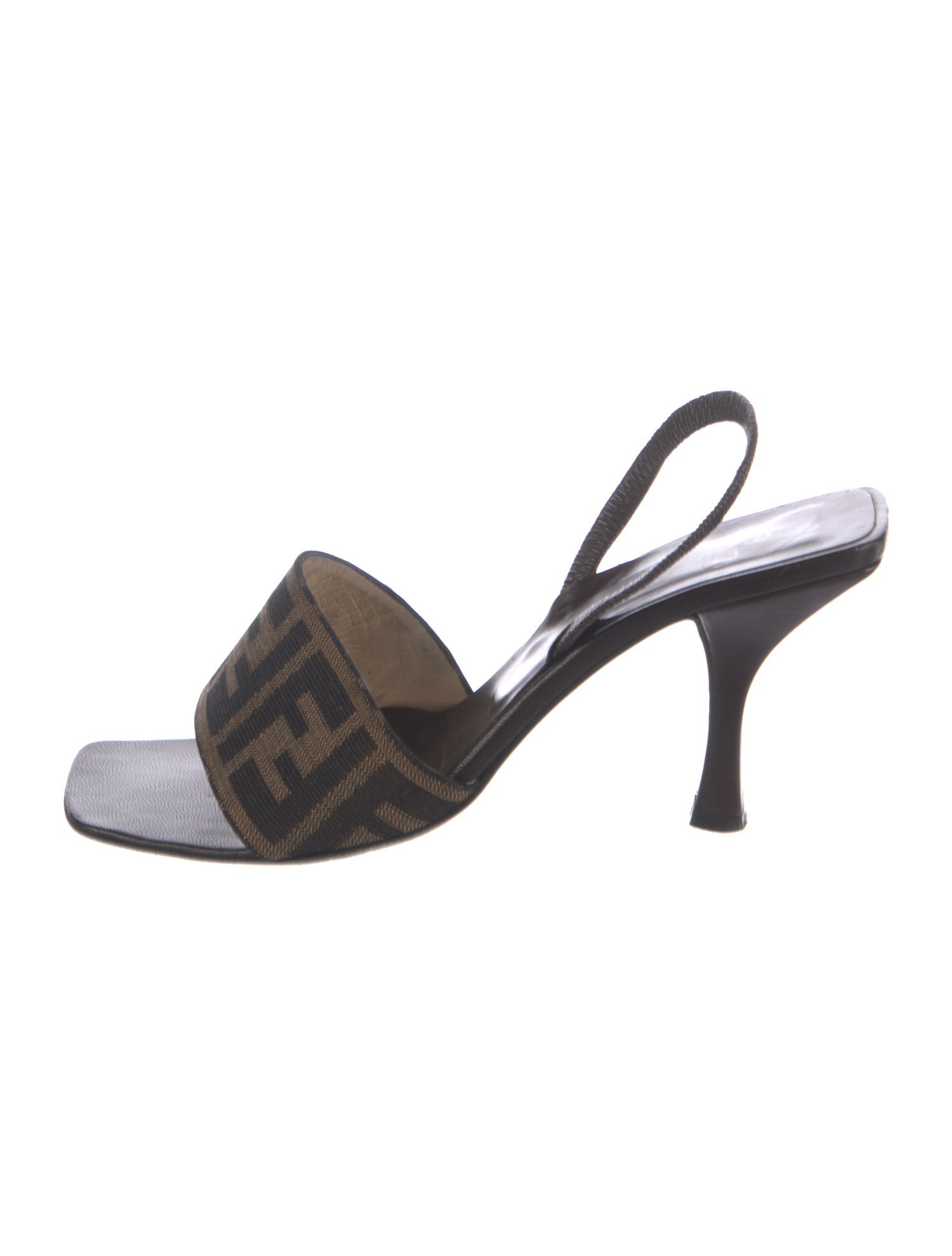 Fendi Vintage Zucca FF Logo Slingback Sandals