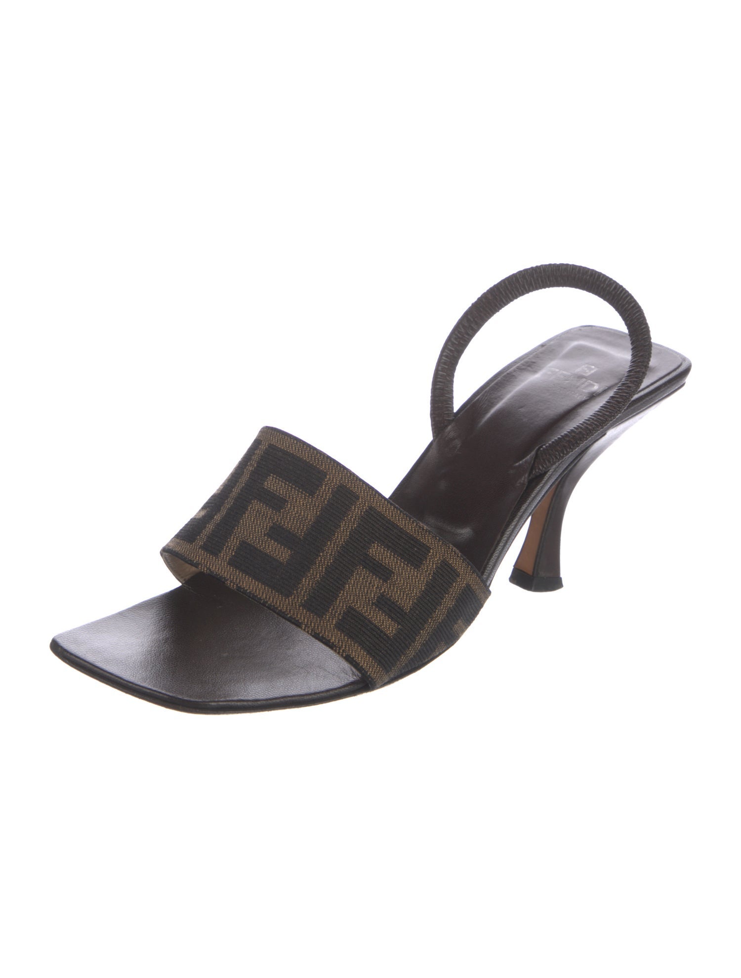 Fendi Vintage Zucca FF Logo Slingback Sandals