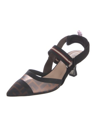 Fendi Zucca FF Logo Mesh Slingback Pumps
