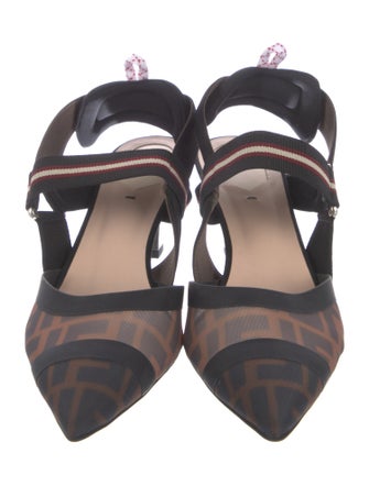 Fendi Zucca FF Logo Mesh Slingback Pumps