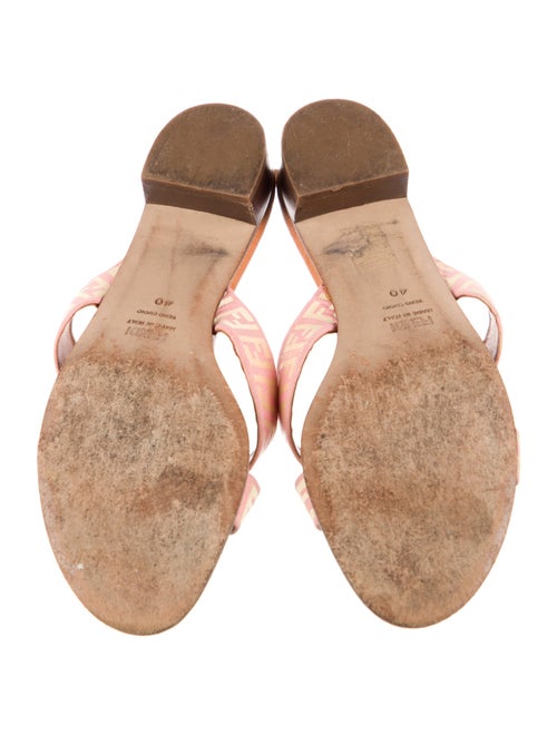 Fendi Zucca FF Logo Leather Slides