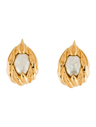 Fendi Faux Pearl Clip On Earrings