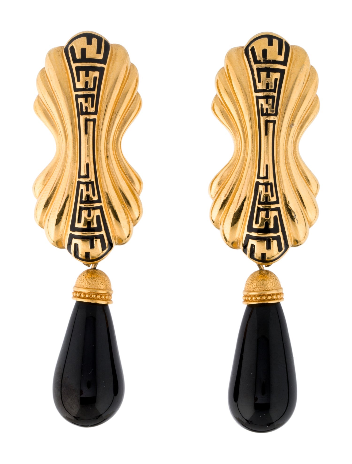 Fendi Vintage Enamel & Resin Drop Clip-On Earrings