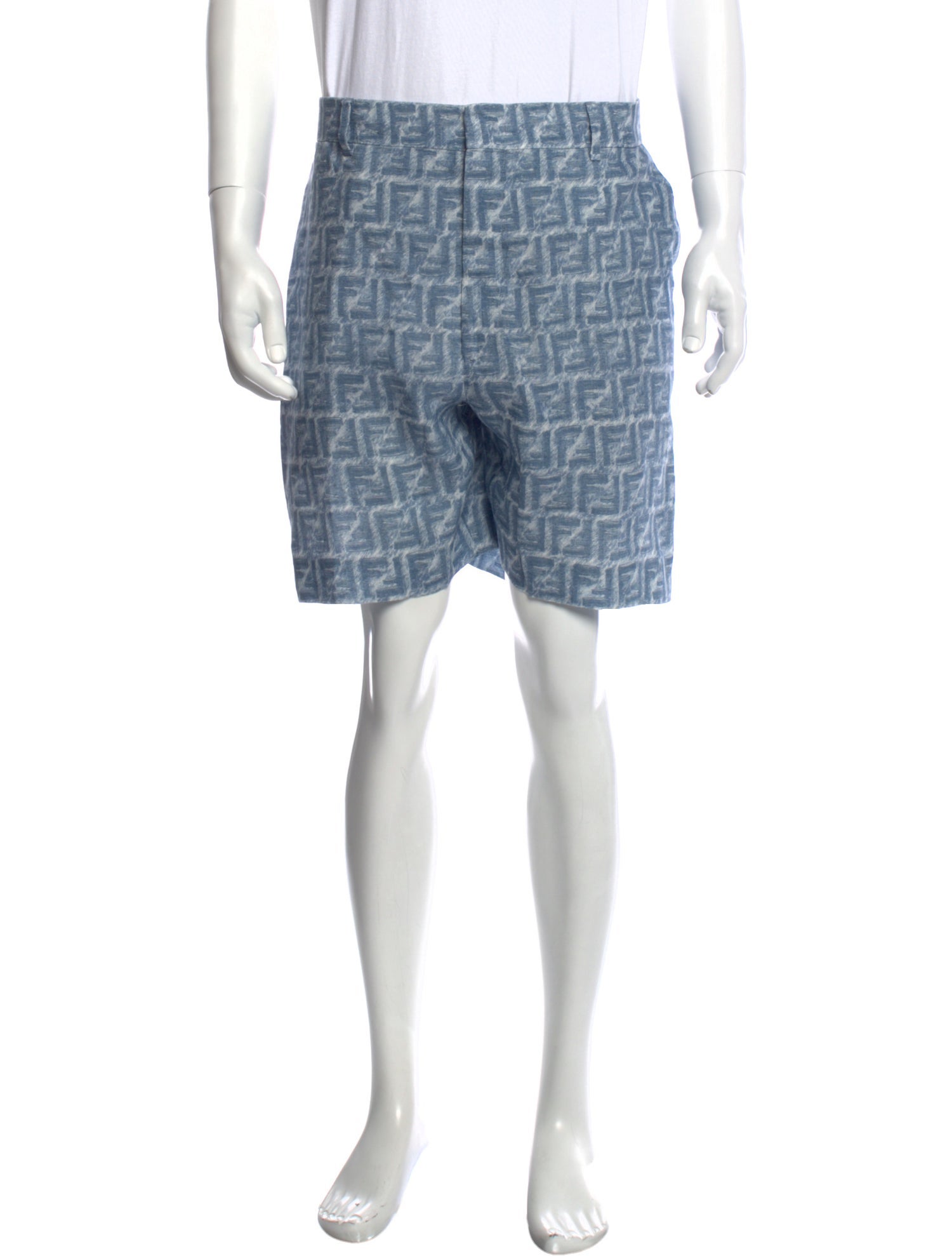 Fendi Zucca FF Logo Flat Front Shorts