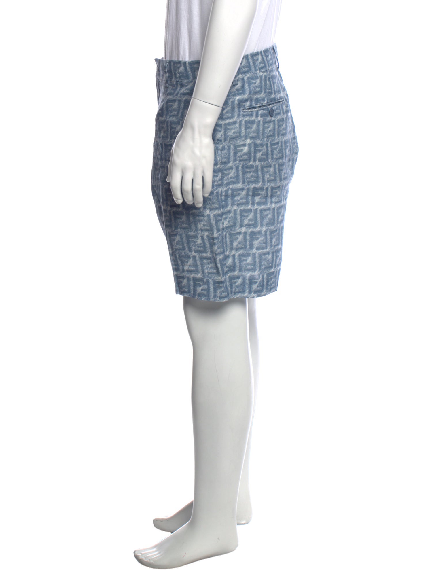 Fendi Zucca FF Logo Flat Front Shorts