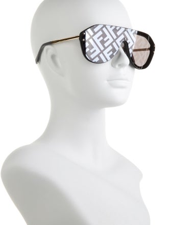 Fendi Zucca FF Logo Shield Sunglasses