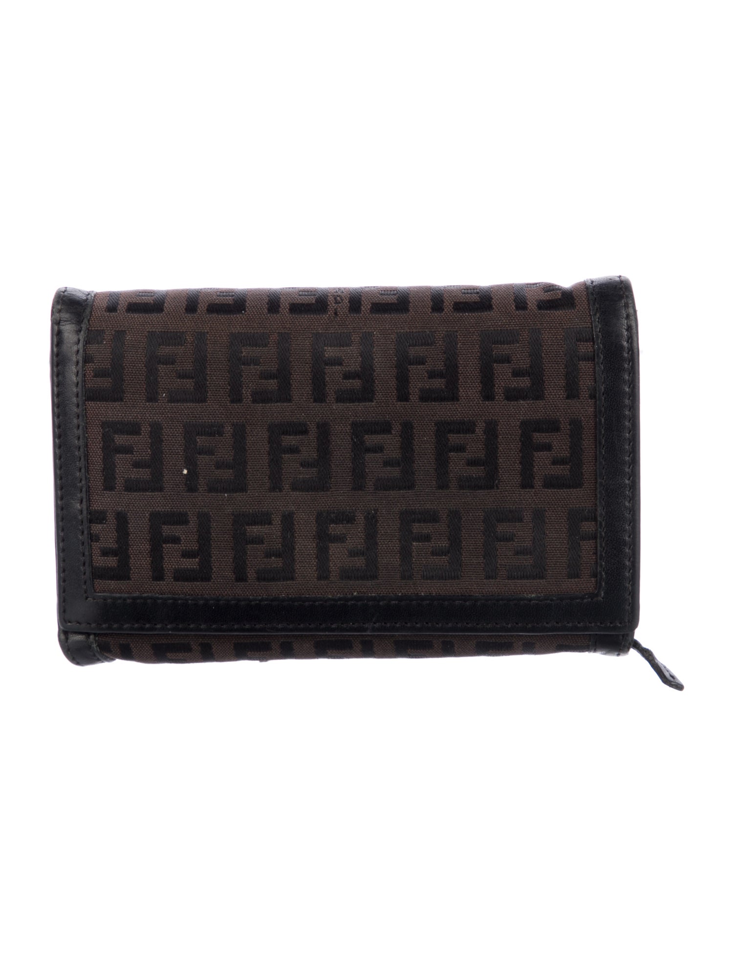 Fendi Zucchino FF Logo Canvas Continental Wallet