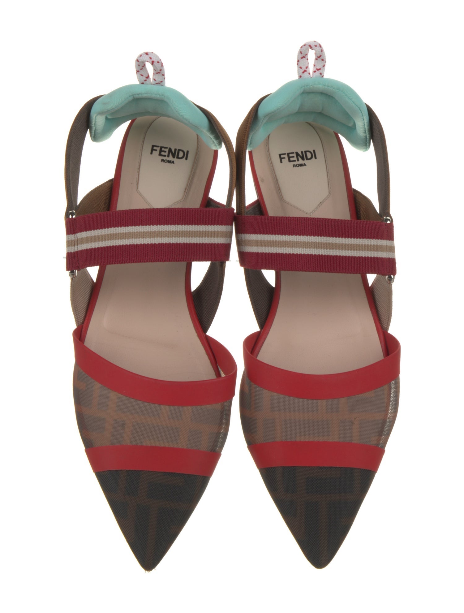 Fendi Zucca FF Logo Mesh Slingback Flats