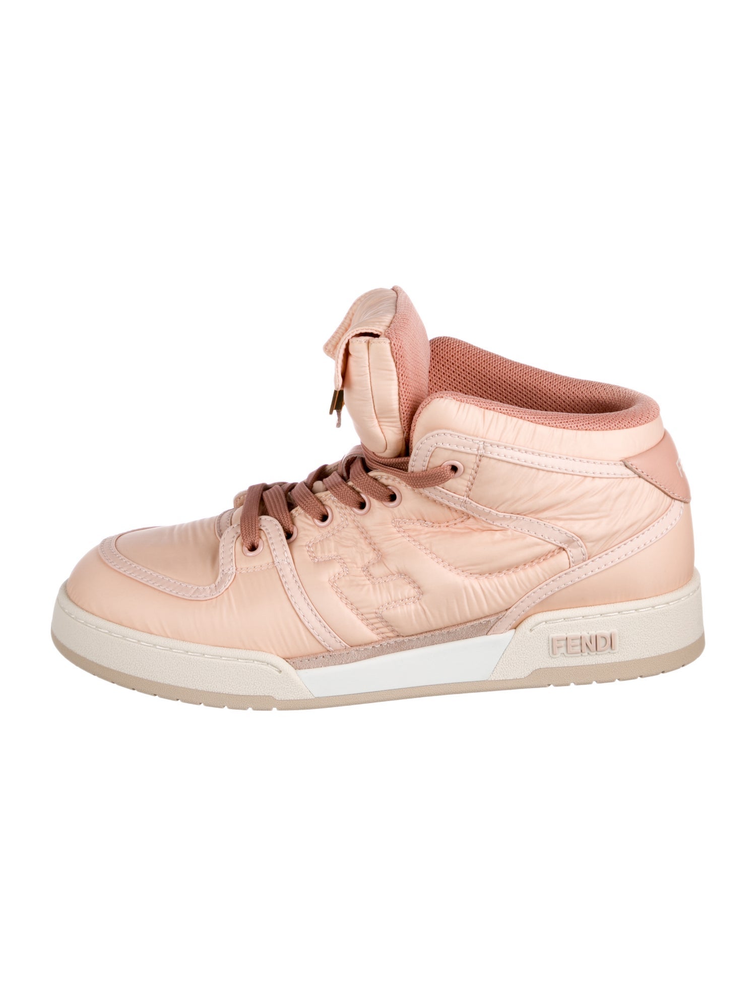 Fendi Nylon Whipstitch Trim Wedge Sneakers