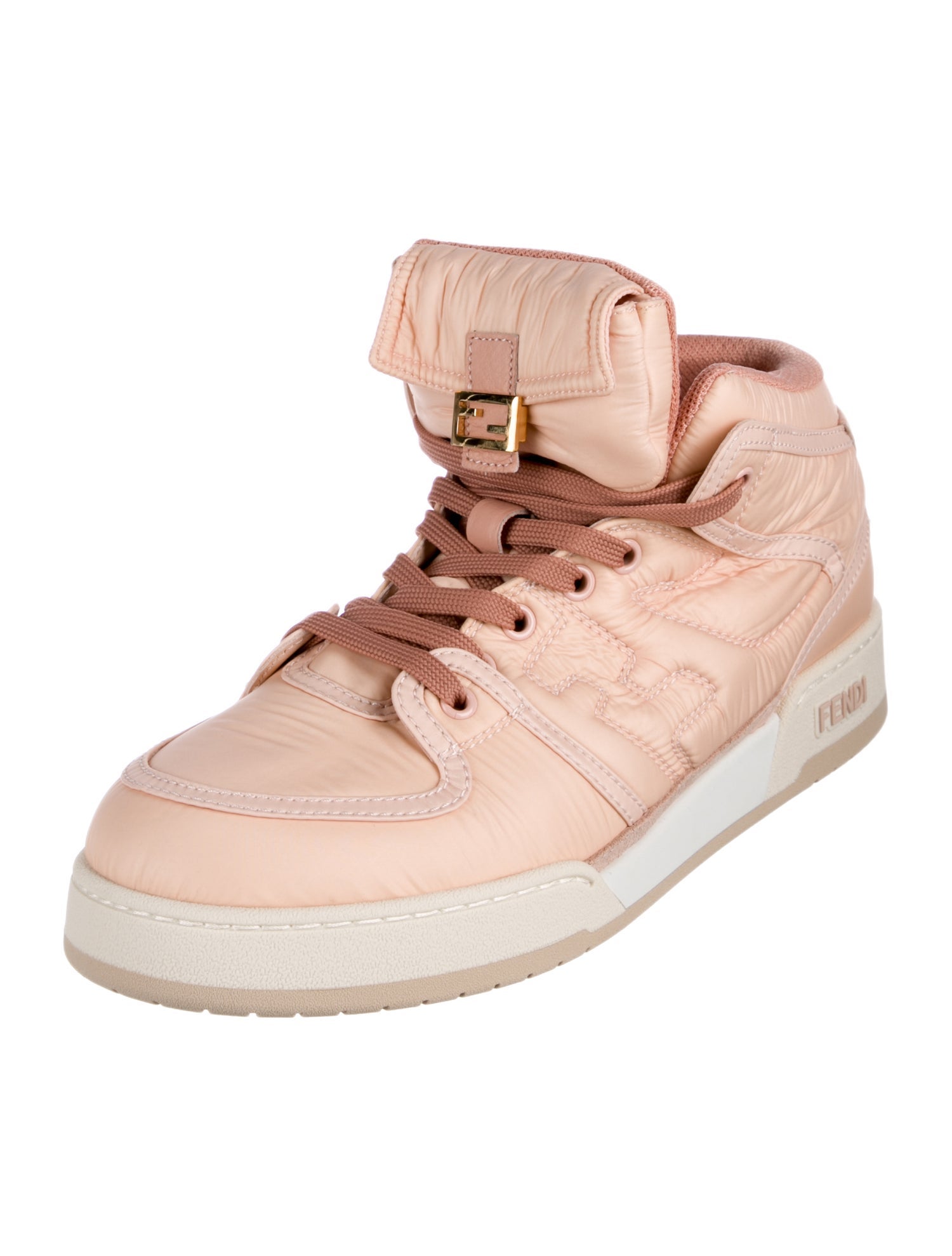 Fendi Nylon Whipstitch Trim Wedge Sneakers