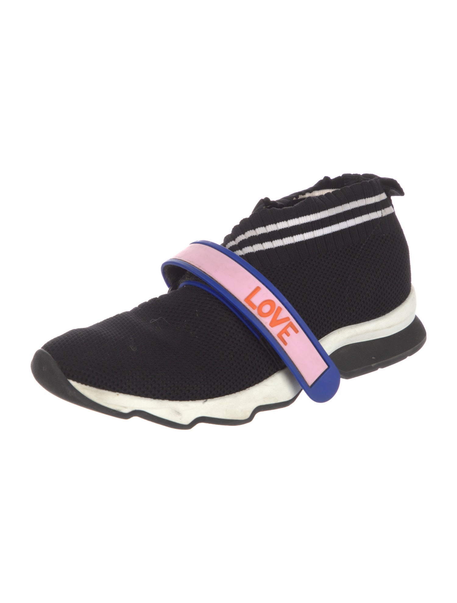 Fendi Leather Trim Embellishment Sock Sneakers