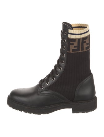 Fendi Zucca FF Logo Printed Combat Boots