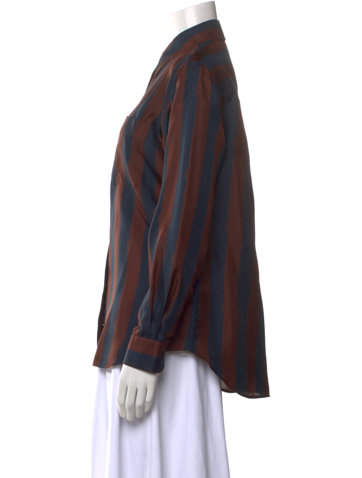 Fendi Silk Striped Button-Up Top